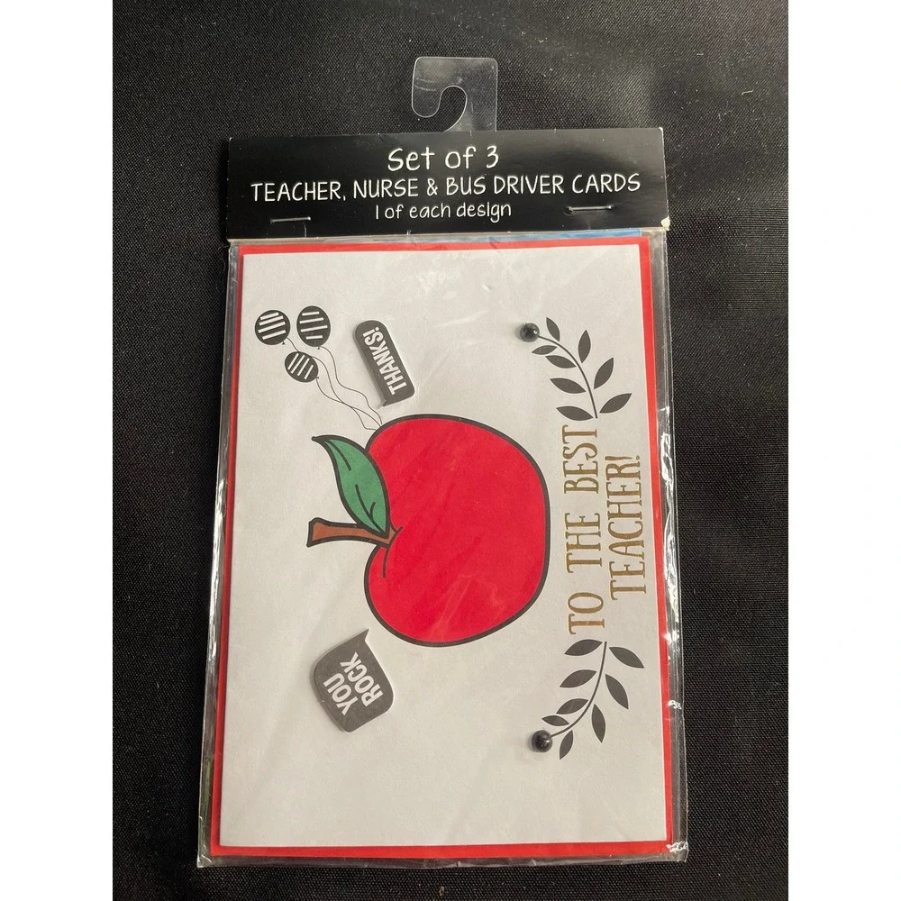 Graphique de France Set of 3 Teacher Nurse and Bus Driver Thank You Card HMD3002
